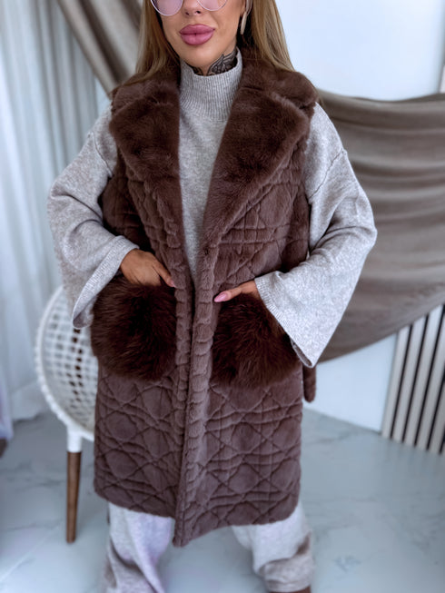 Mīksta, pagarināta veste "LION LM7201" - KAPUČĪNO